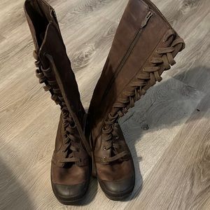 PALLADIUM Brown Tall Leather/Sneakers Women Boots (NEW) Size 10.